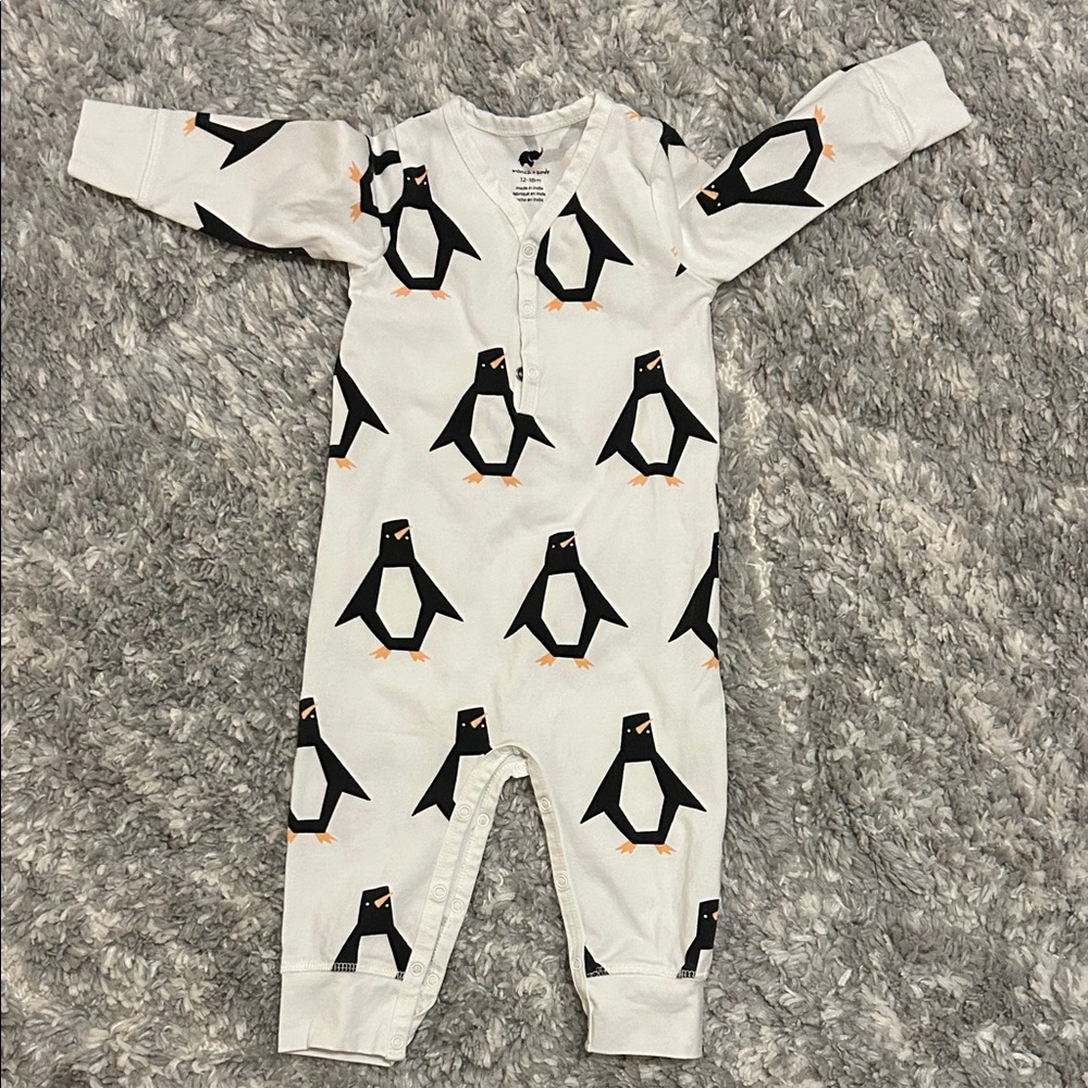 Adorable Penguin Print Kids Footie